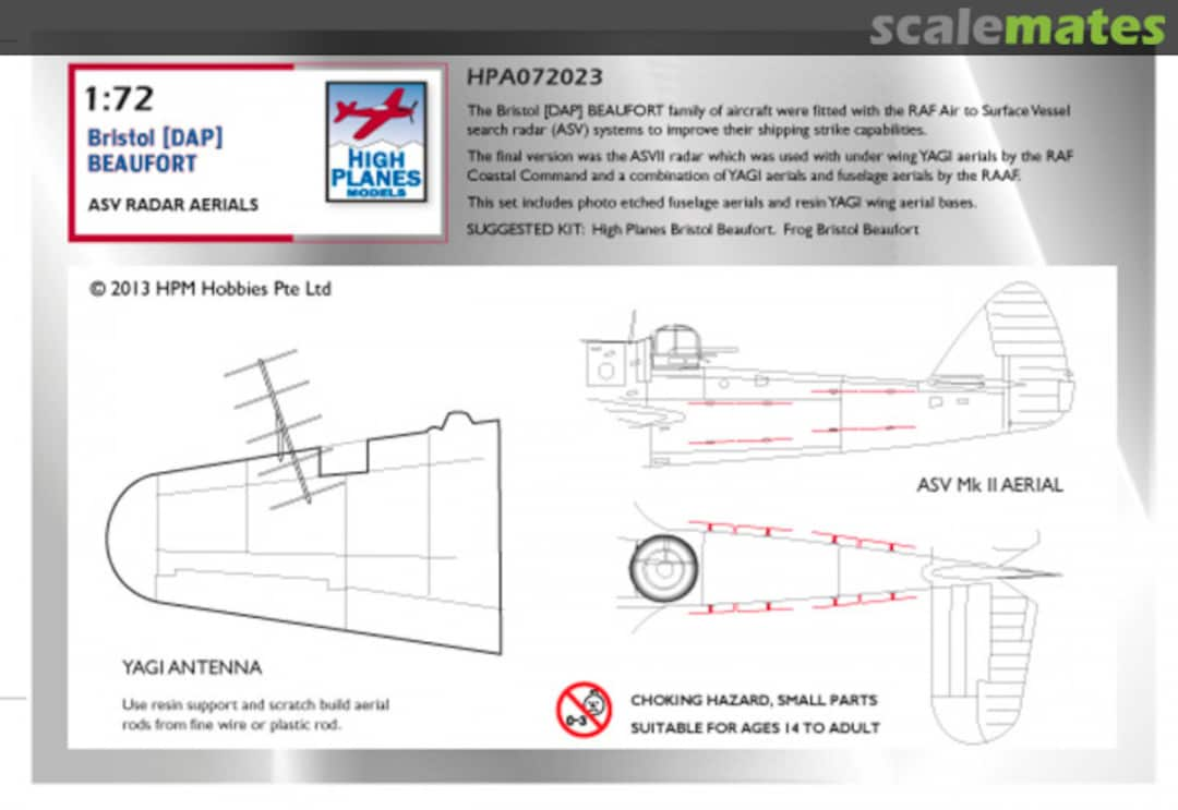 Boxart Bristol Beaufort ASVII Antennae Access HPA072023 High Planes Models