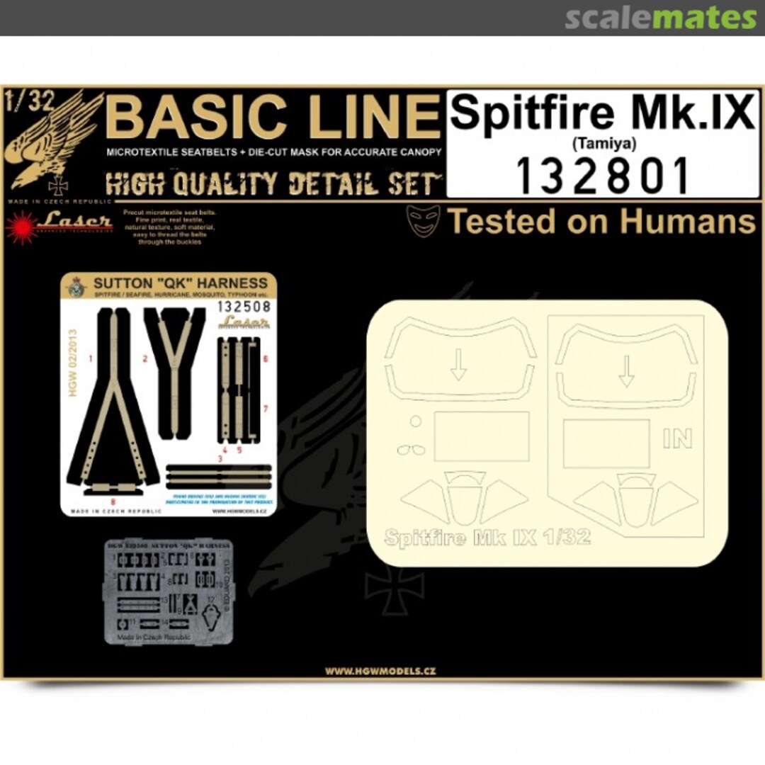 Boxart Spitfire Mk.IX - Basic Line Seatbelts + masks - Tamiya 132801 HGW Models