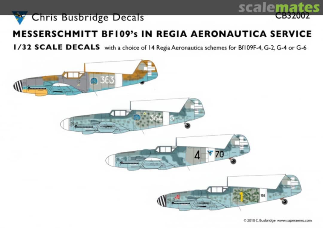 Boxart Messerschmitt Bf 109s in Regia Aeronautica Service CB32002 Chris Busbridge Decals