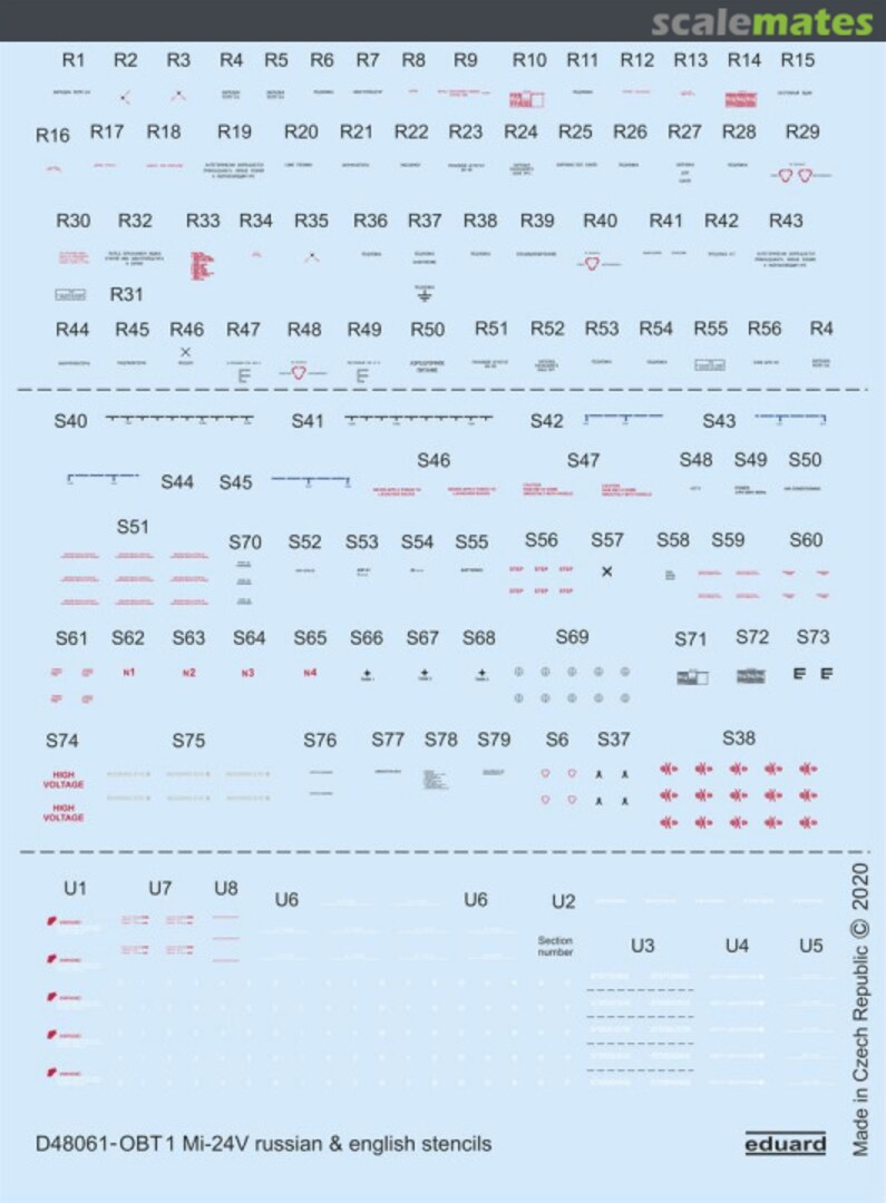 Boxart Mi-24V stencils Russian & English D48061 Eduard