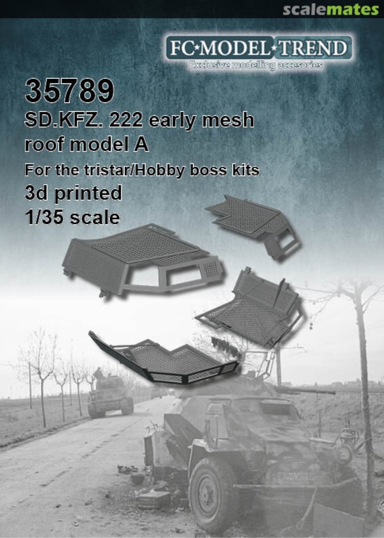 Boxart Sd.Kfz. 222 early mesh roof, model A. 35789 FC Model Trend