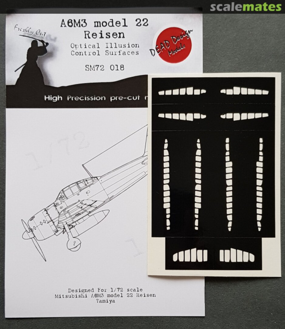 Boxart Mitsubishi A6M3 m.22 Reisen Control Surfaces SM72018 DEAD Design Models