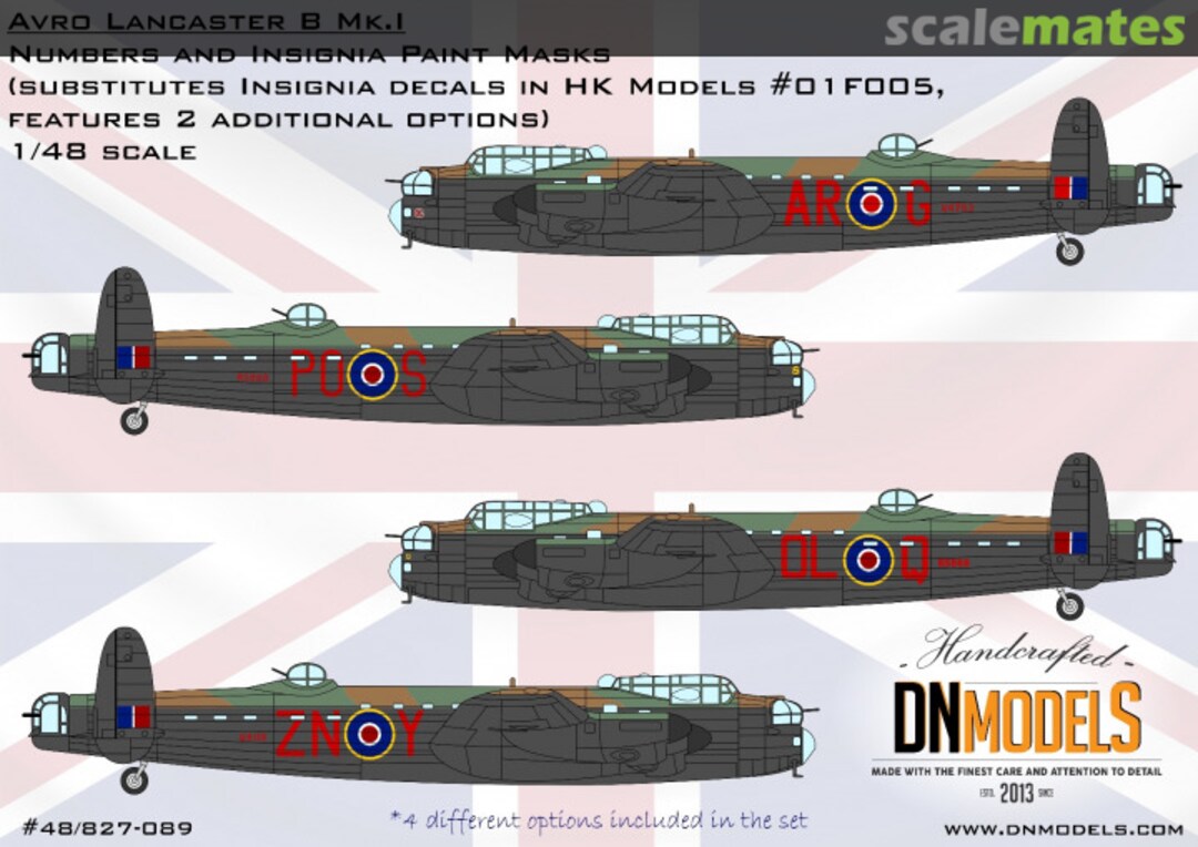 Boxart Avro Lancaster B Mk.I Insignia and Numbers Paint Mask Set 1/48 48/827-089 DN Models