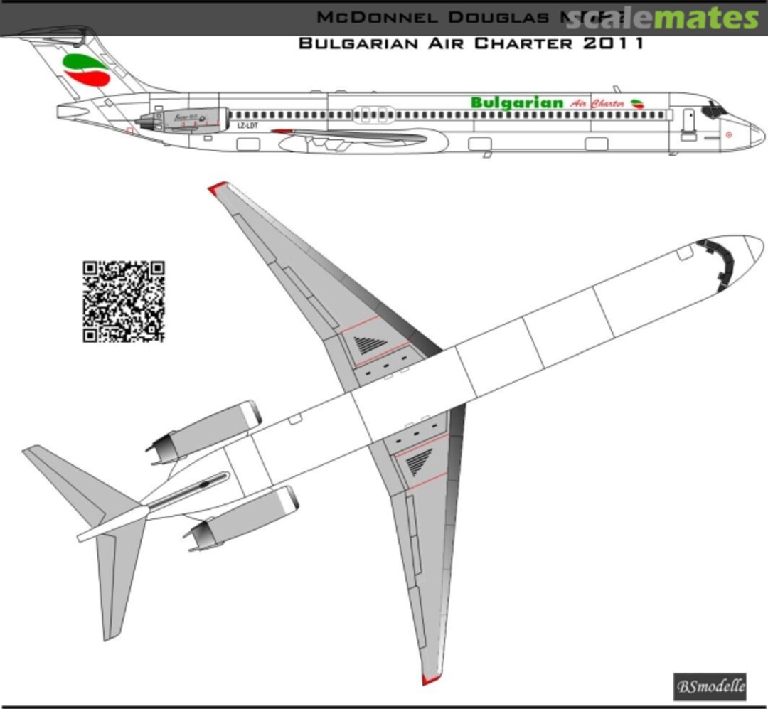 Boxart McDonnel Douglas MD82 Bulgarian Air Charter decals BSM144477_1 BSmodelle