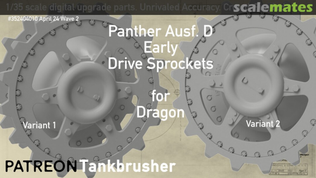 Boxart Panther Ausf. D Early Drive Sprockets 352404010 Tankbrusher Scale Modeling