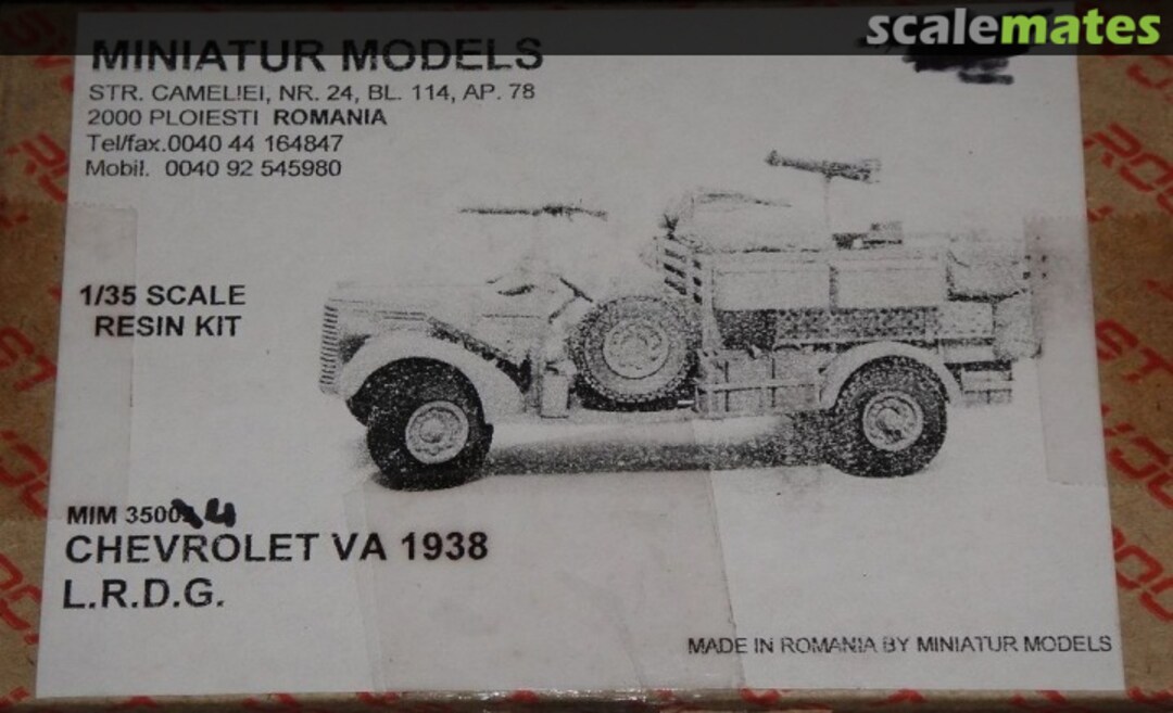 Boxart Chevrolet VA 1938 LRDG British WWII truck 35004 Miniatur Models