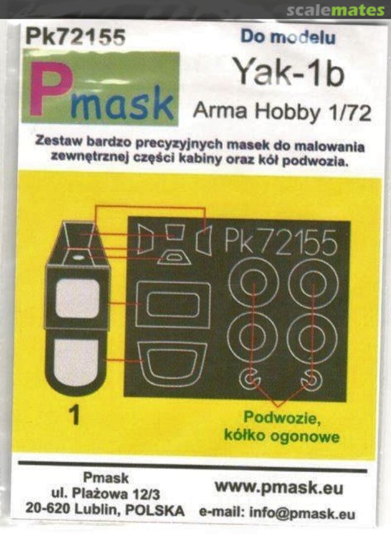 Boxart Maski do kabin Yak-1b PK72155 Pmask