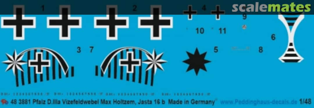 Boxart Pfalz D.IIIa Vzfw. Max Holtzem, Jasta 16b 48 3881 Peddinghaus-Decals