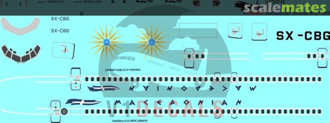 Boxart Macedonian Airlines Boeing 727-200 V1D0715-144 V1 Decals