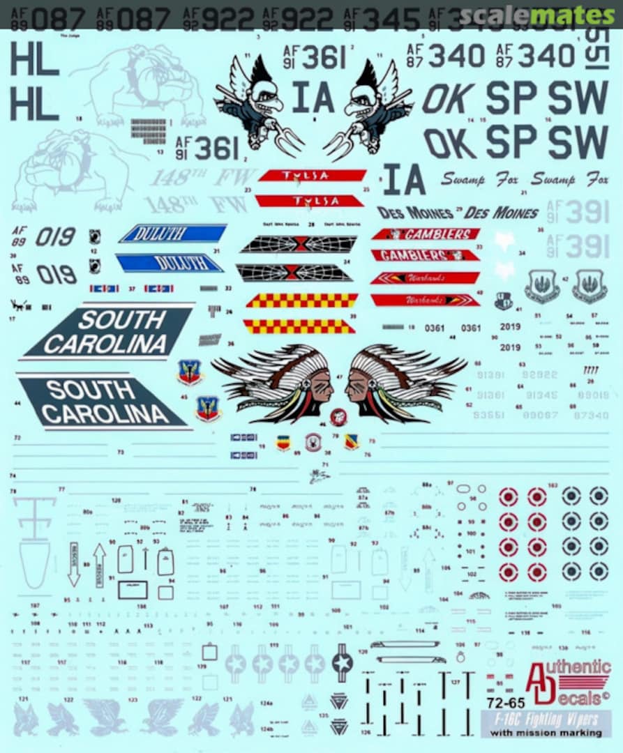 Boxart F-16C Fighting Vipers 72-65 Authentic Decals