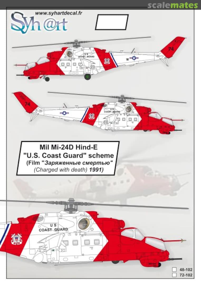 Boxart Mil Mi-24D Hind-E "U.S. Coast Guard" scheme 48-102 Syhart