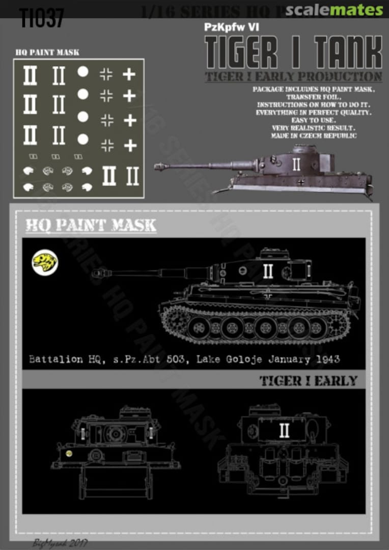 Boxart Tiger I #II Early Production Battalion HQ s.Pz.Abt.503 Lake Goloje Jan.1943 Paint Mask TI 037 HQ-Masks