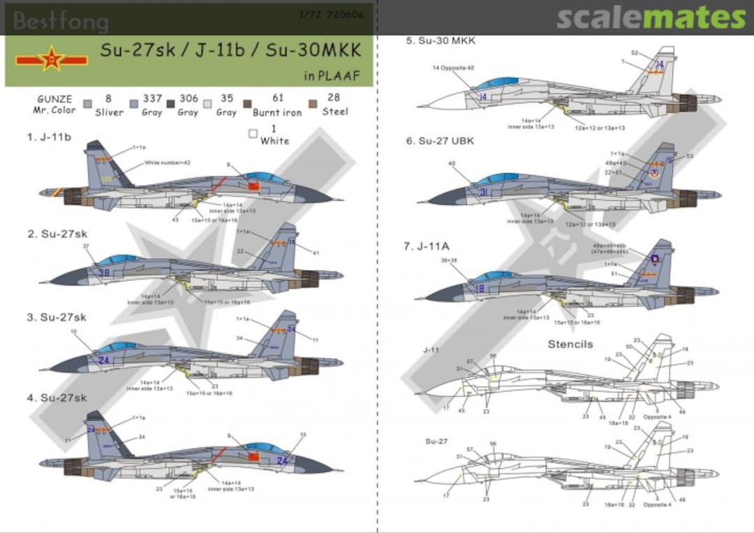 Boxart Su-27sk / J-11b / Su-30MKK in PLAAF 72060 Bestfong