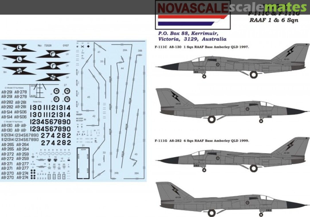 Boxart F-111C & F-111G RAAF 1 & 6 Sqn N-72028 Novascale