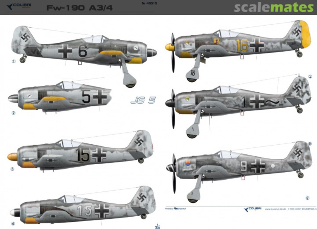 Boxart Fw-190 A3/4 JG 5 48015 Colibri Decals