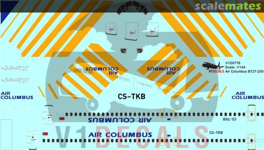 Boxart Air Columbus Boeing 727-200 V1D0776-144 V1 Decals