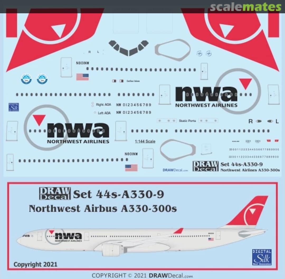 Boxart Northwest A330-300s 44-A330-9 Draw Decal