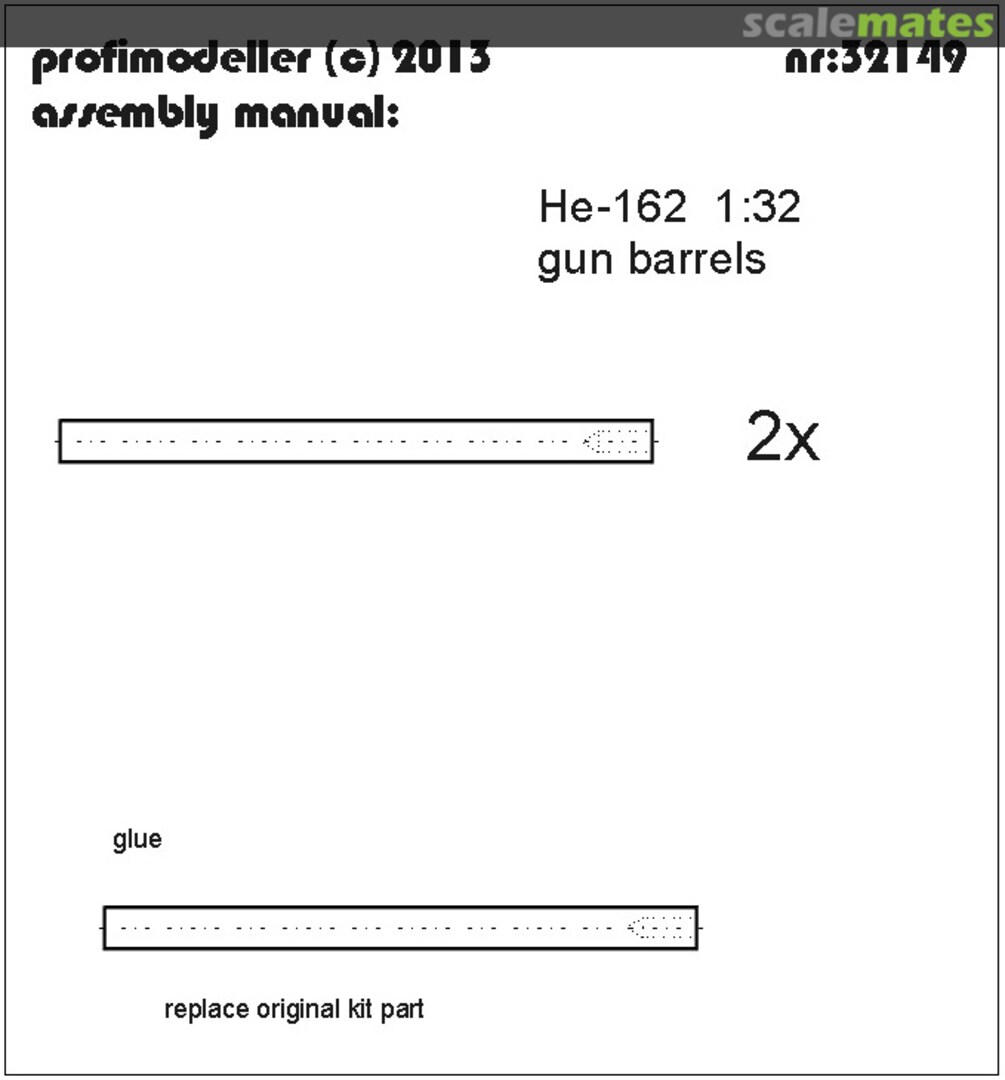 Boxart He-162 gun barrels 32149 Profimodeller