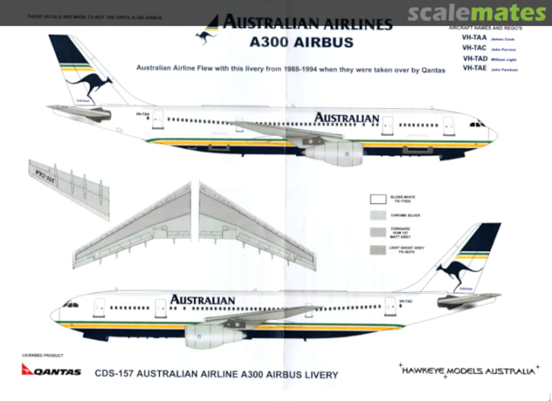 Boxart AUSTRALIAN, Airbus A300-B4, 1980's CDS-157 Hawkeye Models