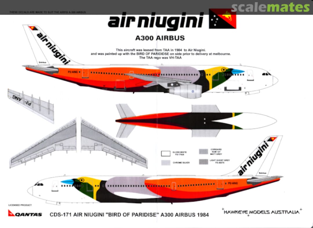 Boxart Air Niugini, Airbus A300-B4, Bird of Paradise P2-ANG CDS-171 Hawkeye Models