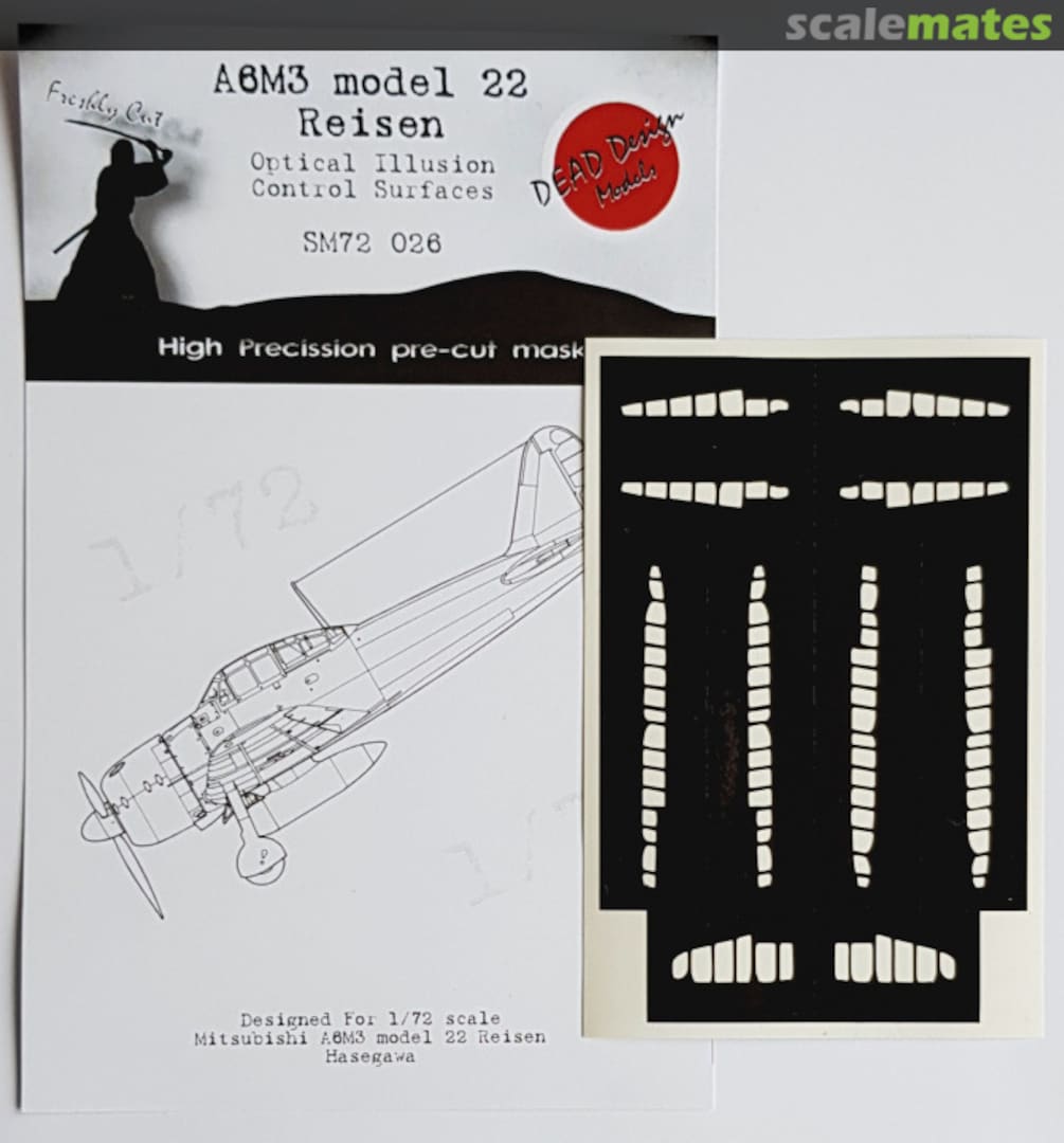 Boxart Mitsubishi A6M3 m.22 Reisen Control Surfaces SM72026 DEAD Design Models