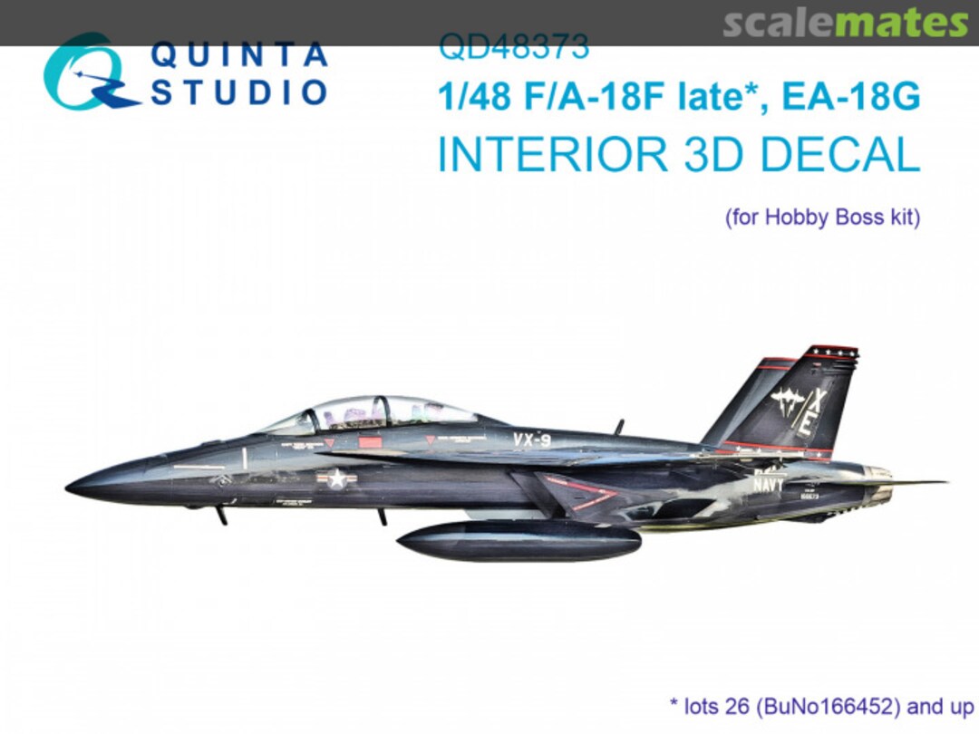 Boxart F/A-18F late* / EA-18G interior 3D decals *lots 26 (BuNo166452) and up QD48373 Quinta Studio