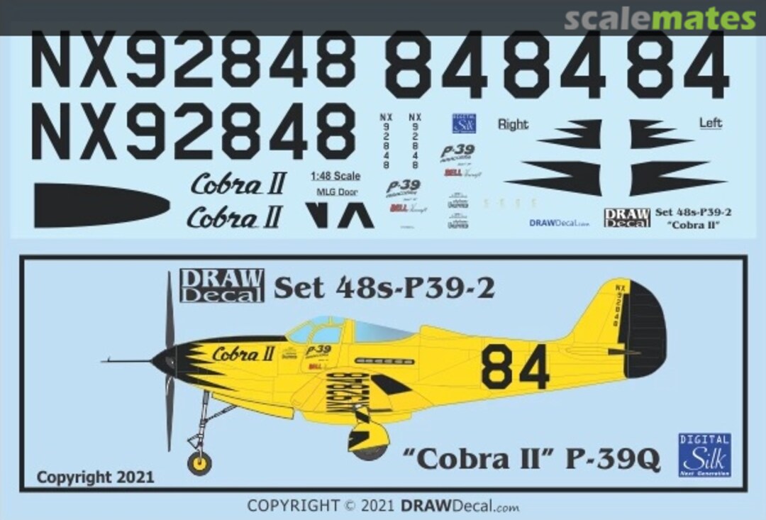 Boxart “Cobra II” P-39Q 1946 Thompson Trophy Race 48-P39-2 Draw Decal