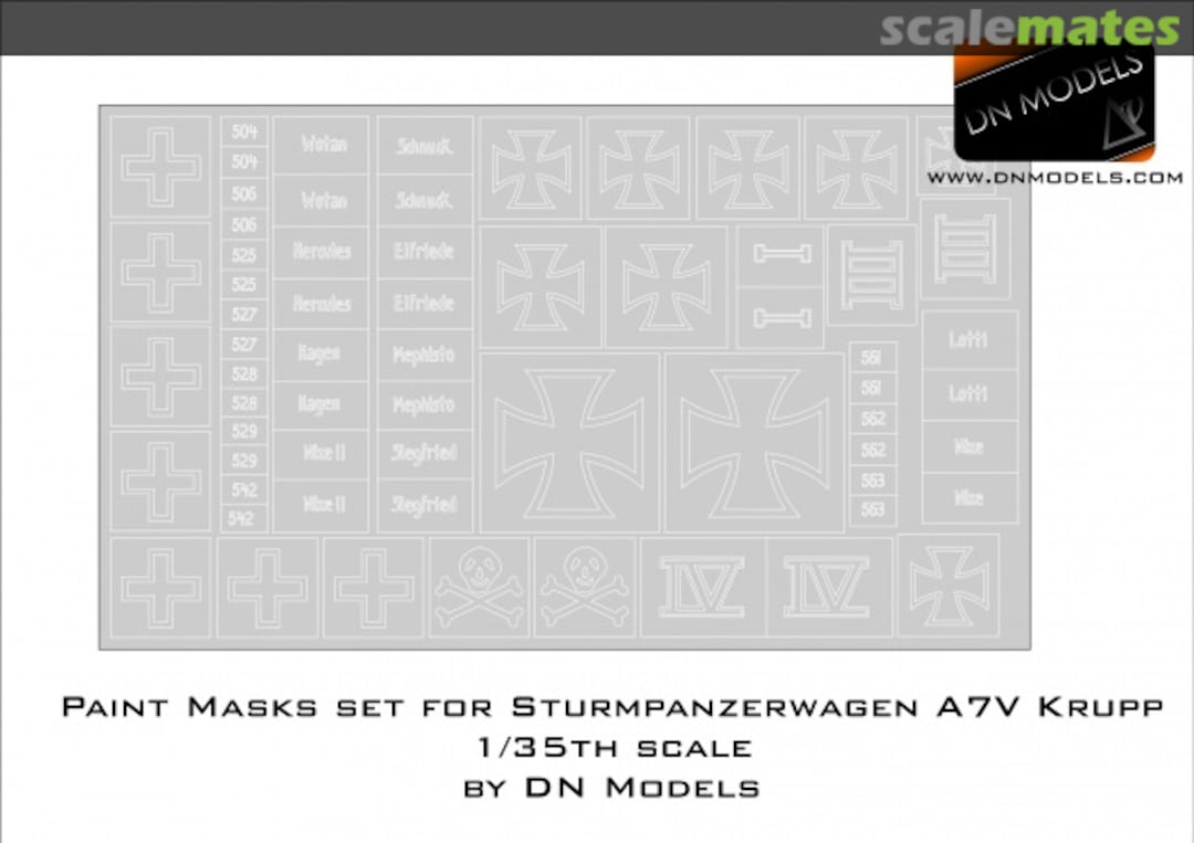 Boxart Paint Mask Set for A7V Krupp Sturmpanzerwagen 1/35 Insignia Crosses 35/827-026 DN Models