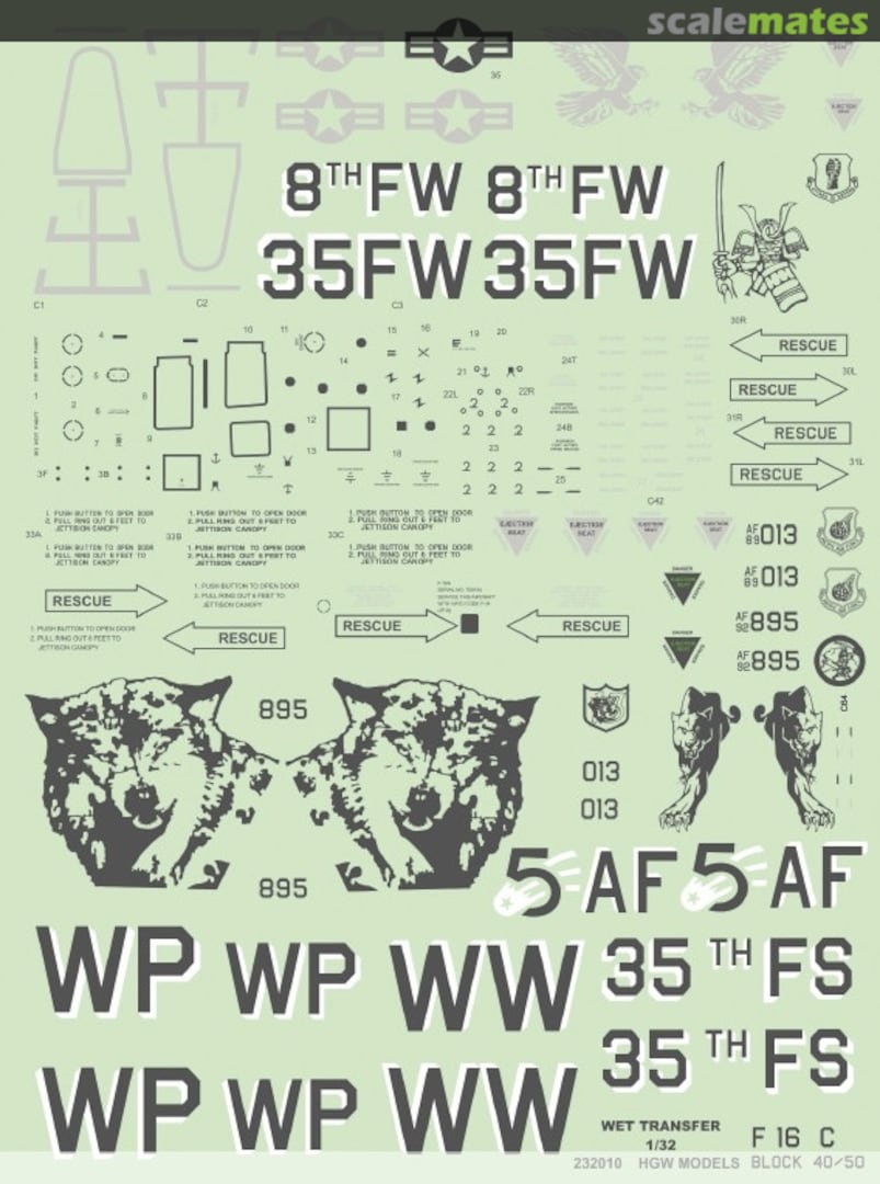 Boxart F-16 C Block 40/50 - Stencils 232010 HGW Models