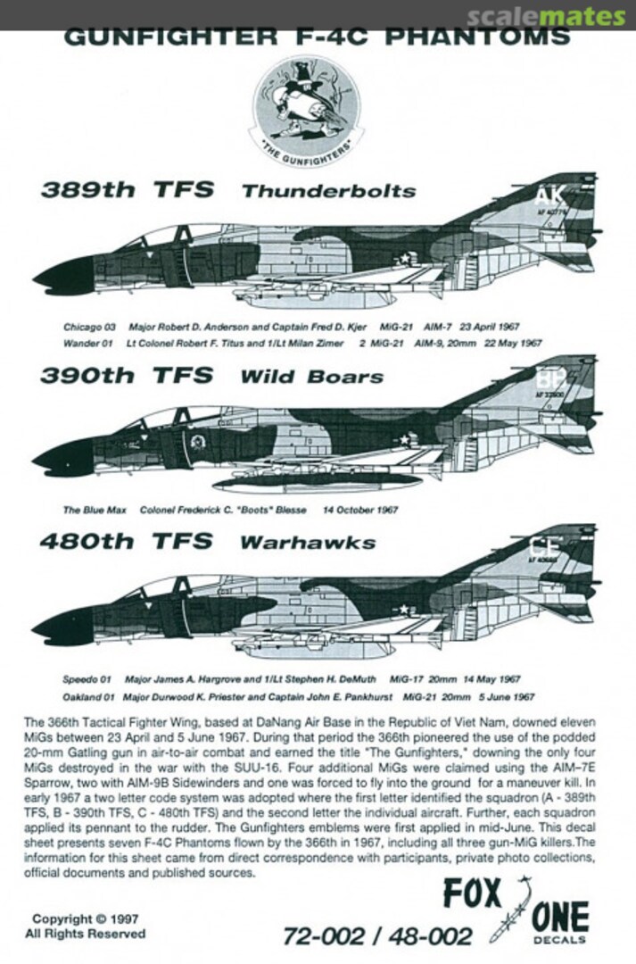 Boxart Gunfighter F-4C Phantoms 48-002 Fox One Decals