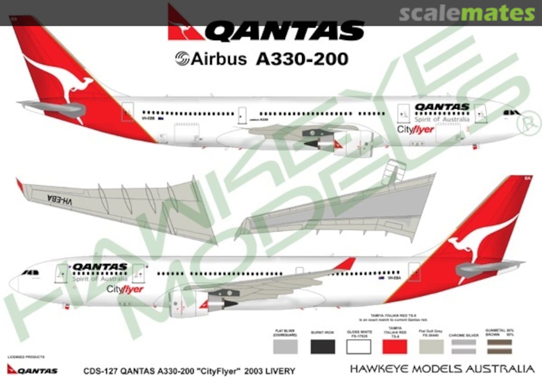 Boxart QANTAS, Airbus A330-200, City Flyer CDS-127 Hawkeye Models