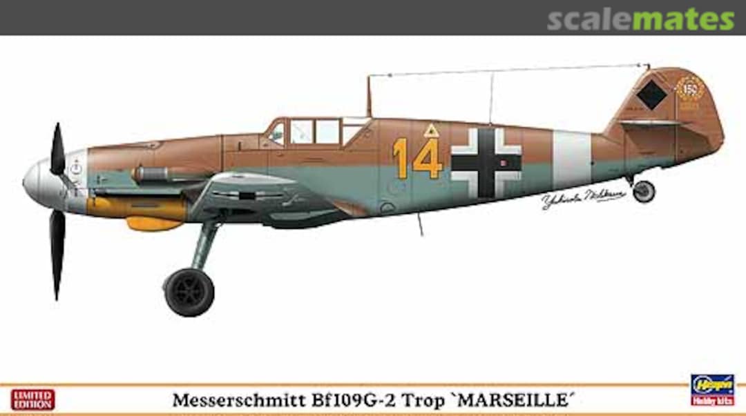 Boxart Messerschmitt Bf109G-2 Trop `Marseille´ 09952 Hasegawa