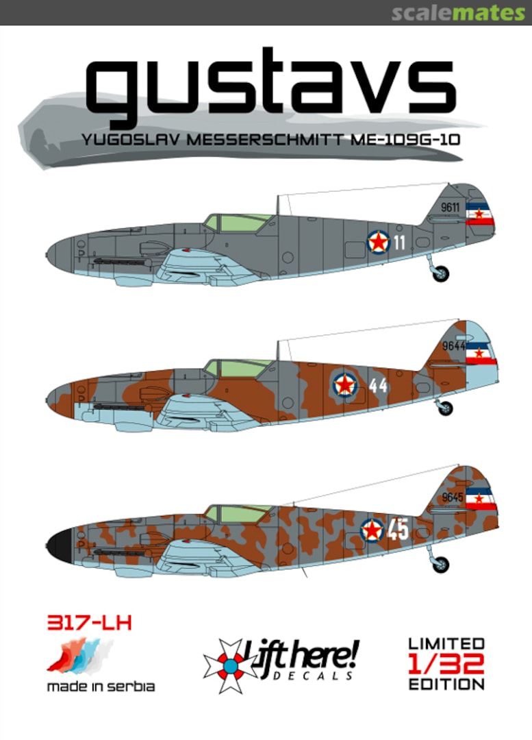 Boxart Gustavs Yugoslav Messerschmitt Me-109G-10 317-LH Lift Here Decals