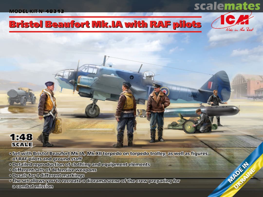 Boxart Bristol Beaufort Mk.IA with RAF pilots 48313 ICM