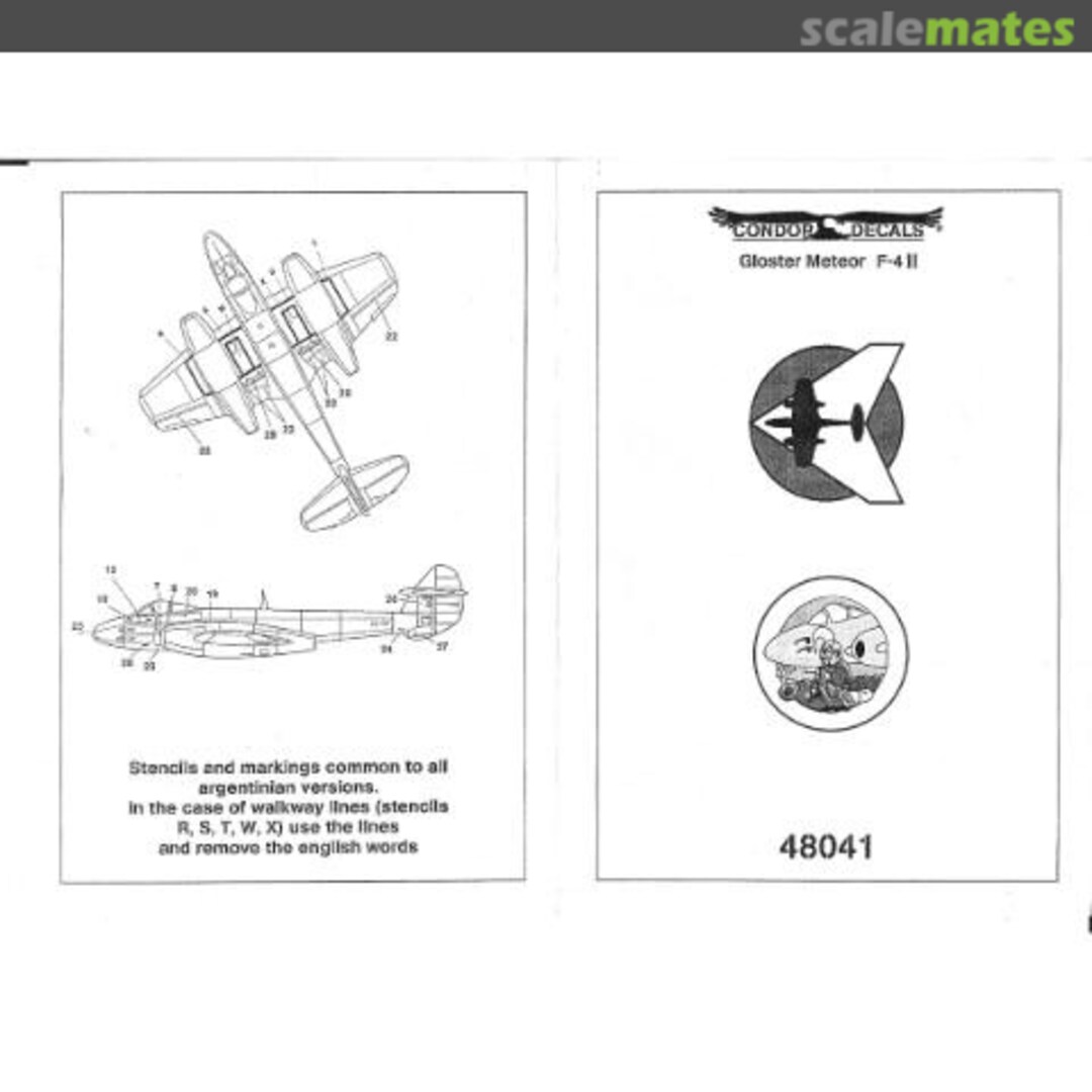 Boxart Gloster Meteor F.4 Argentine Air Force 48041 Condor Decals