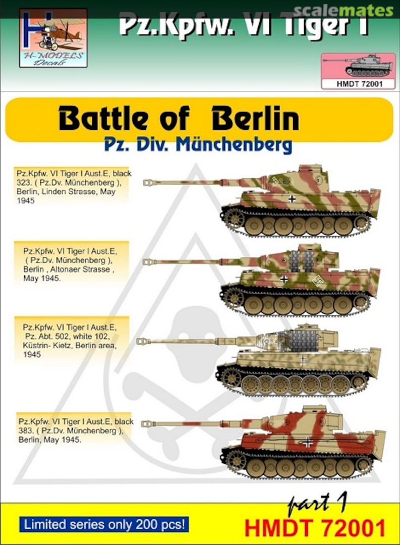 Boxart Pz.Kpfw.VI Tiger I Battle of Berlin pt. 1 HMT72001 H-Models Decals