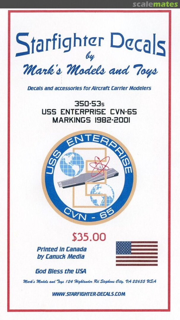 Boxart USS Enterprise CVN-65 - Markings 1982-2001 350-53-S Starfighter Decals