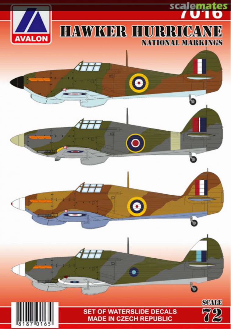 Boxart Hawker Hurricane National Markings 7016 Avalon Decals