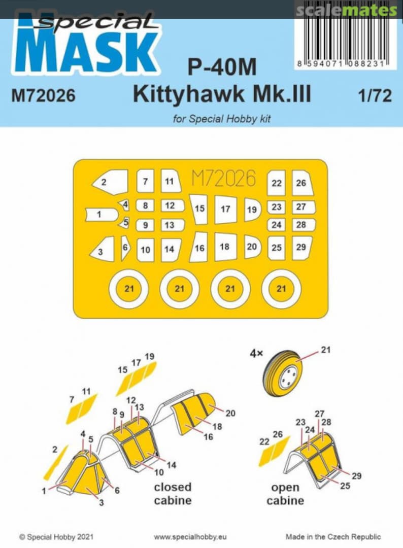 Boxart Curtiss P-40M / Kittyhawk Mk.III for Special Hobby M72026 Special Mask