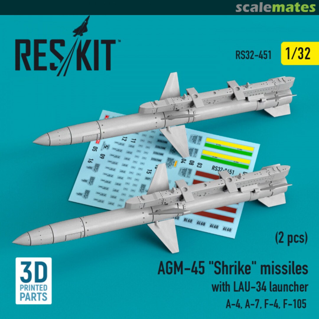 Boxart AGM-45 Shrike missiles with LAU-34 launcher (2 pcs) RS32-0451 ResKit