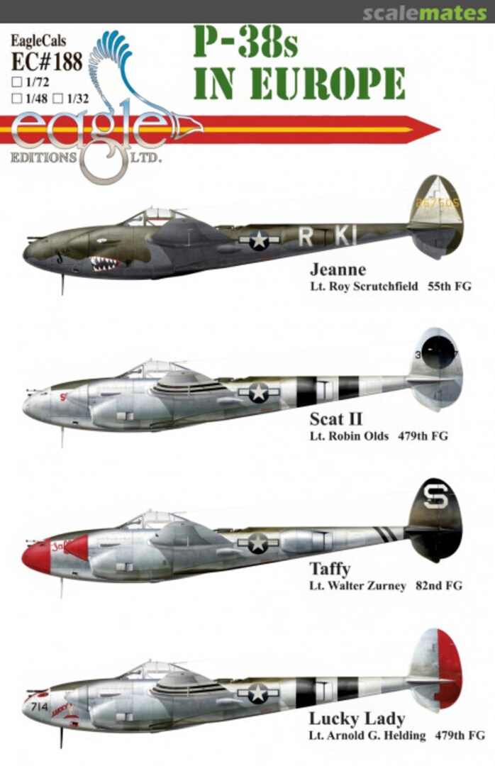 Boxart P-38s in Europe EagleCals EC48-188 Eagle Editions