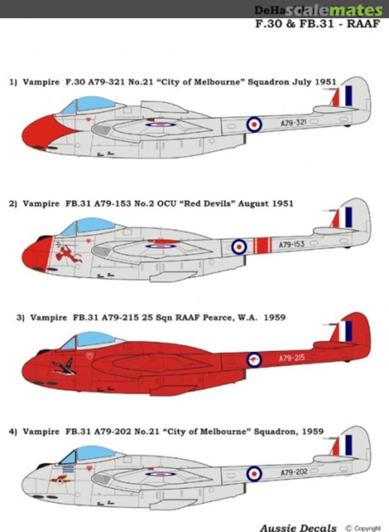 Boxart De Havilland Vampire F.30 & FB.31 - RAAF A72055 Aussie Decals