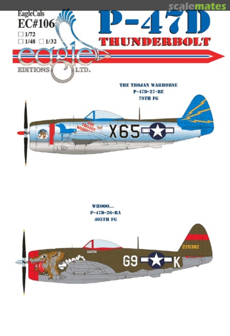 Boxart Republic P-47D Thunderbolt Pt 3 EagleCals EC72-106 Eagle Editions