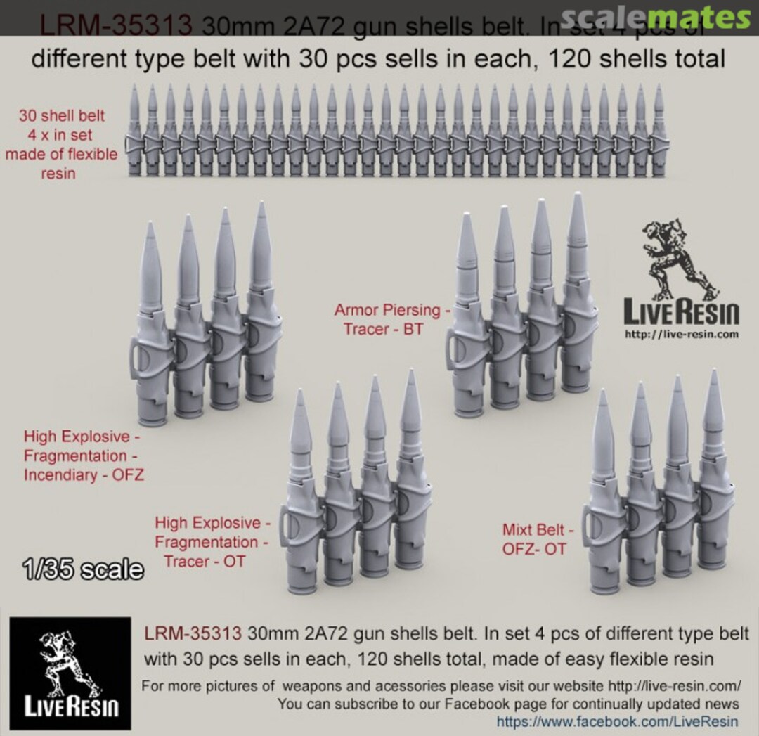 Boxart 30mm 2A72 gun shells belt LRE-35313 Live Resin