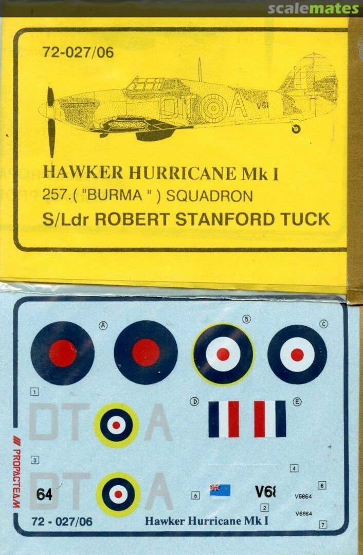 Boxart Hawker Hurricane Mk I 72-027/06 Propagteam