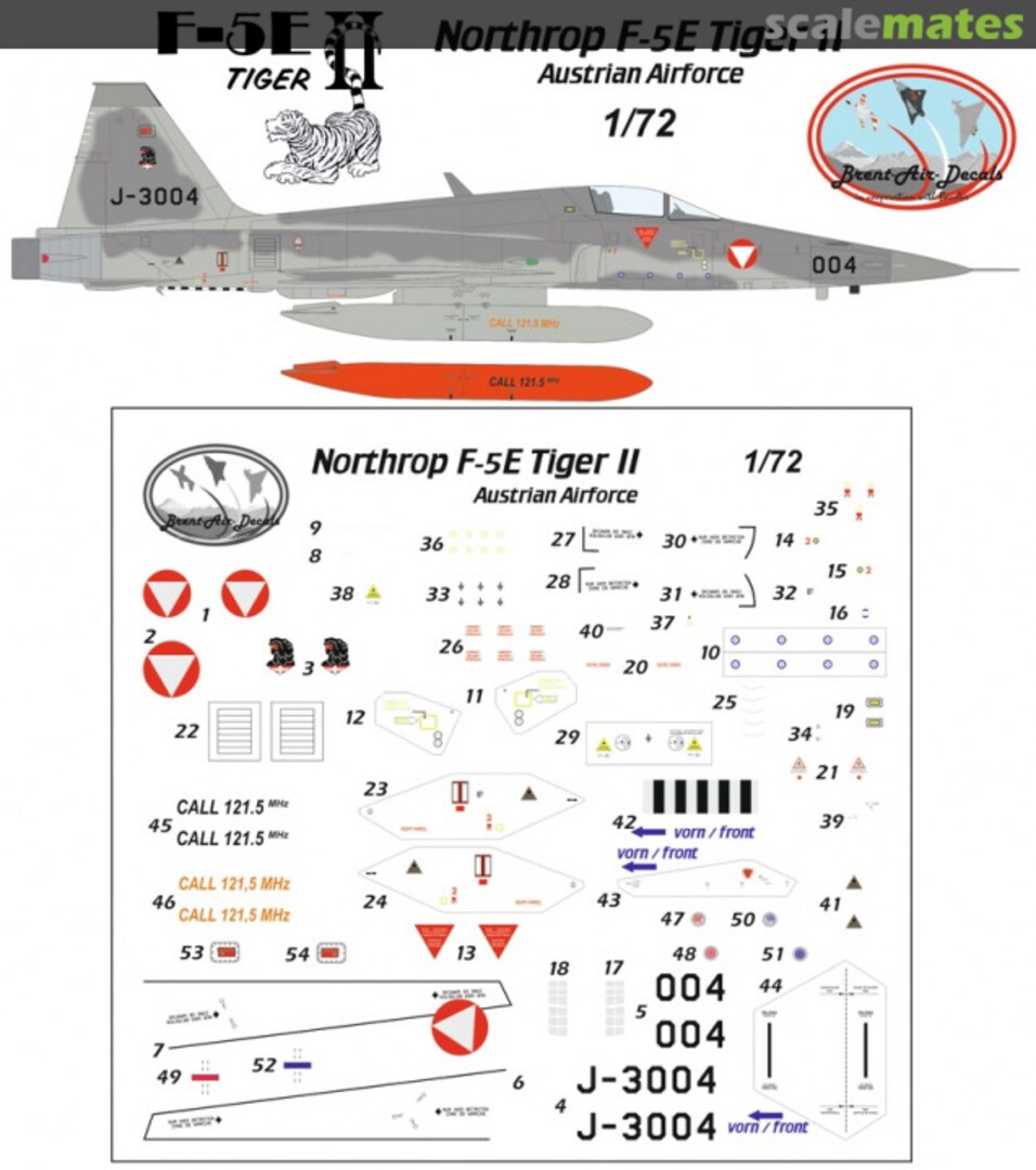 Boxart Northrop F-5E Tiger II FJ 72005 Brent-Air-Decals