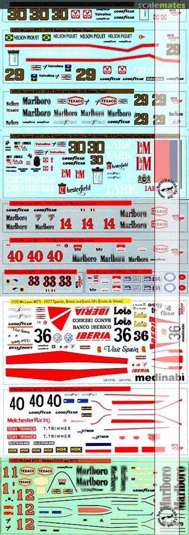 Boxart 10 VERSIONS FULL SPONSOR DECAL for TAMIYA 1/20 M23 MTR.D-20104 MTR Speed Decals