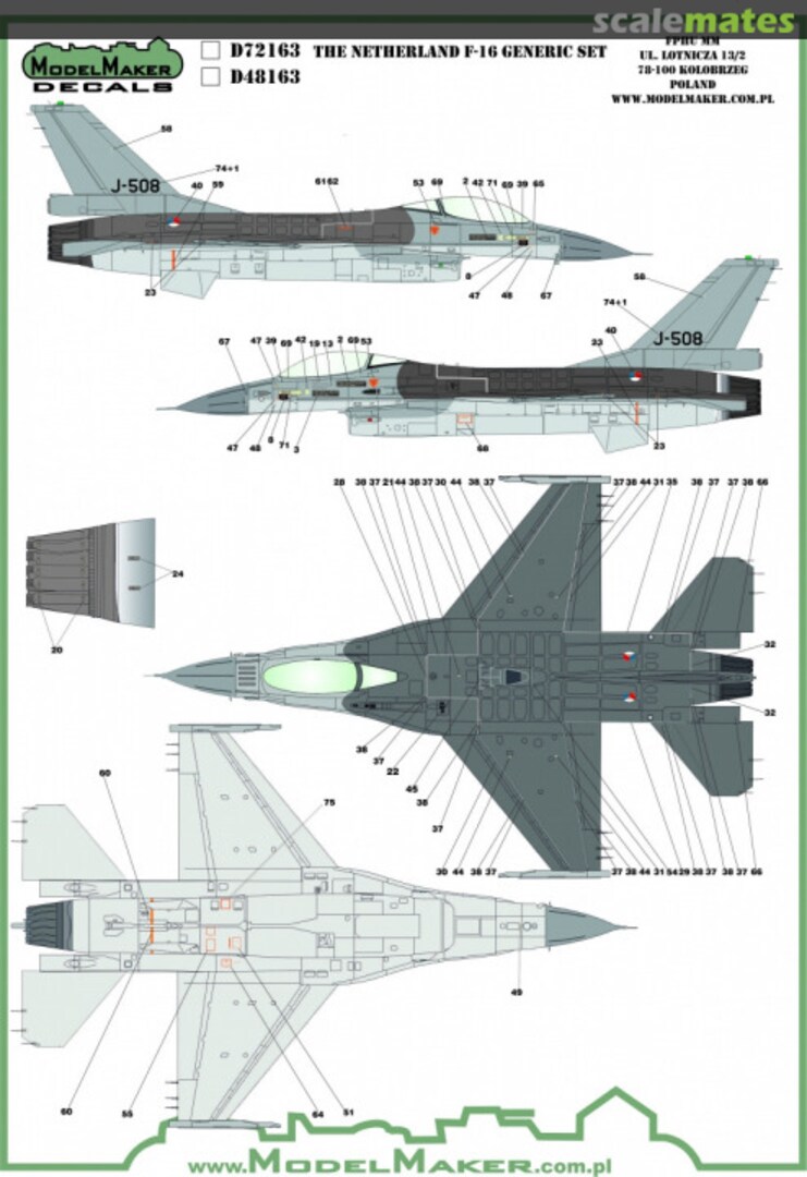 Boxart Netherlands F-16 insignia's & stencils - generic set D48163 ModelMaker