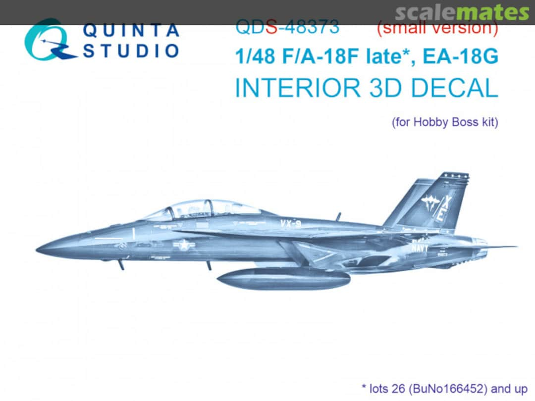 Boxart F/A-18F late / EA-18G interior 3D decals lots 26 (BuNo166452) and up (small version) QDS-48373 Quinta Studio