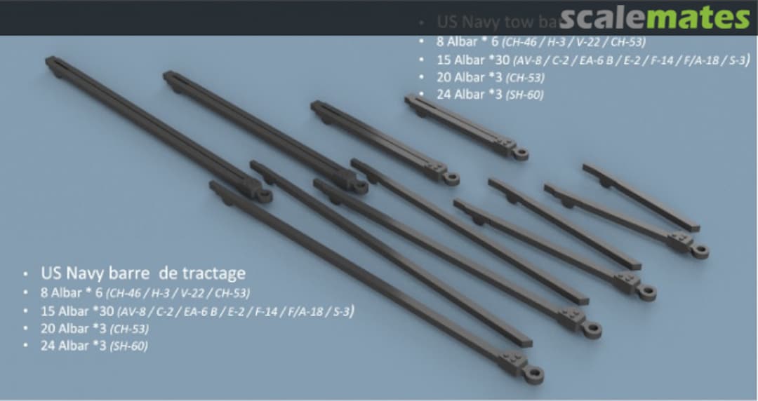 Boxart US Navy Tow Bar Assortment - 3D printed (31 pcs) 3D200201 L'Arsenal